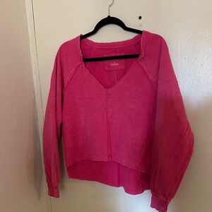 Pilcro Women's Fusha Pink Top. Atheleisure, cropped
